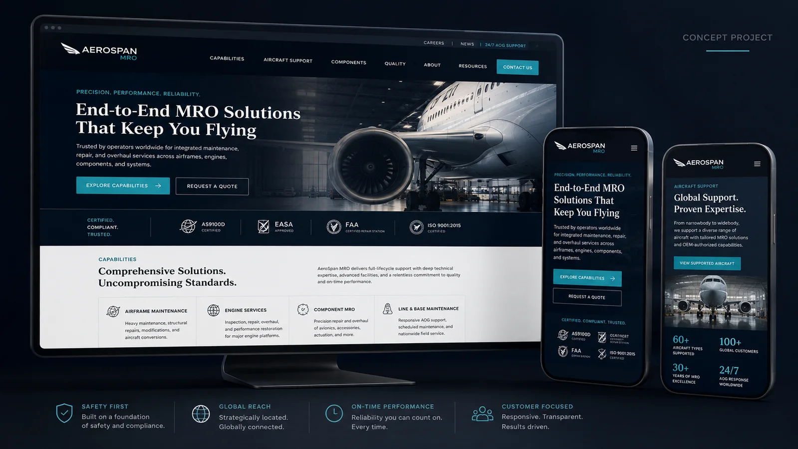 Aerospace and MRO website design concept by MedCode