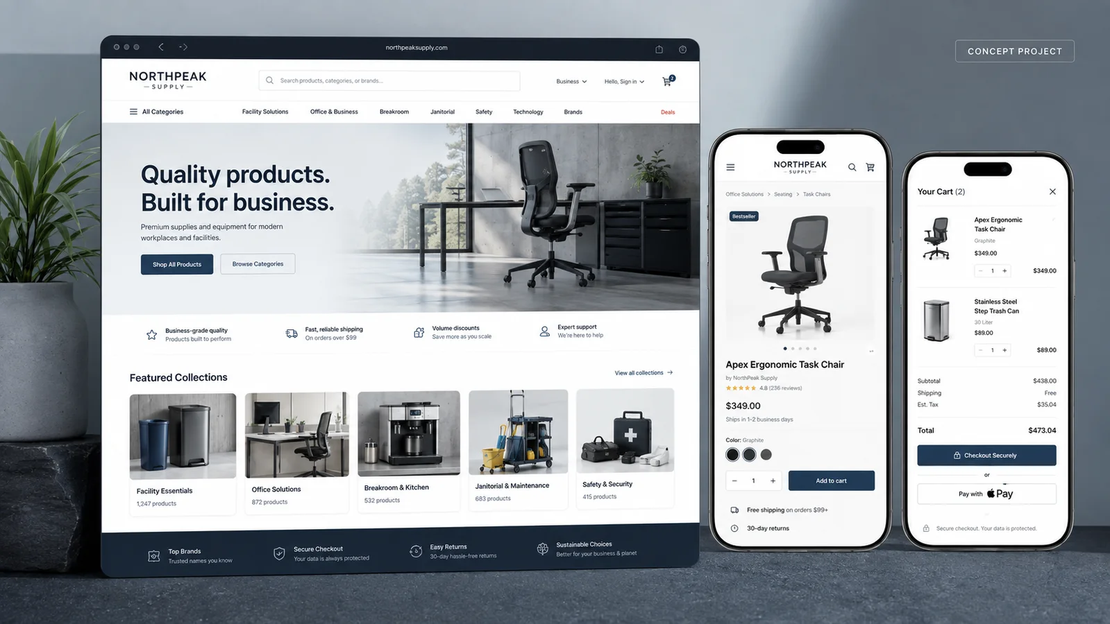 Modern ecommerce website design concept by MedCode