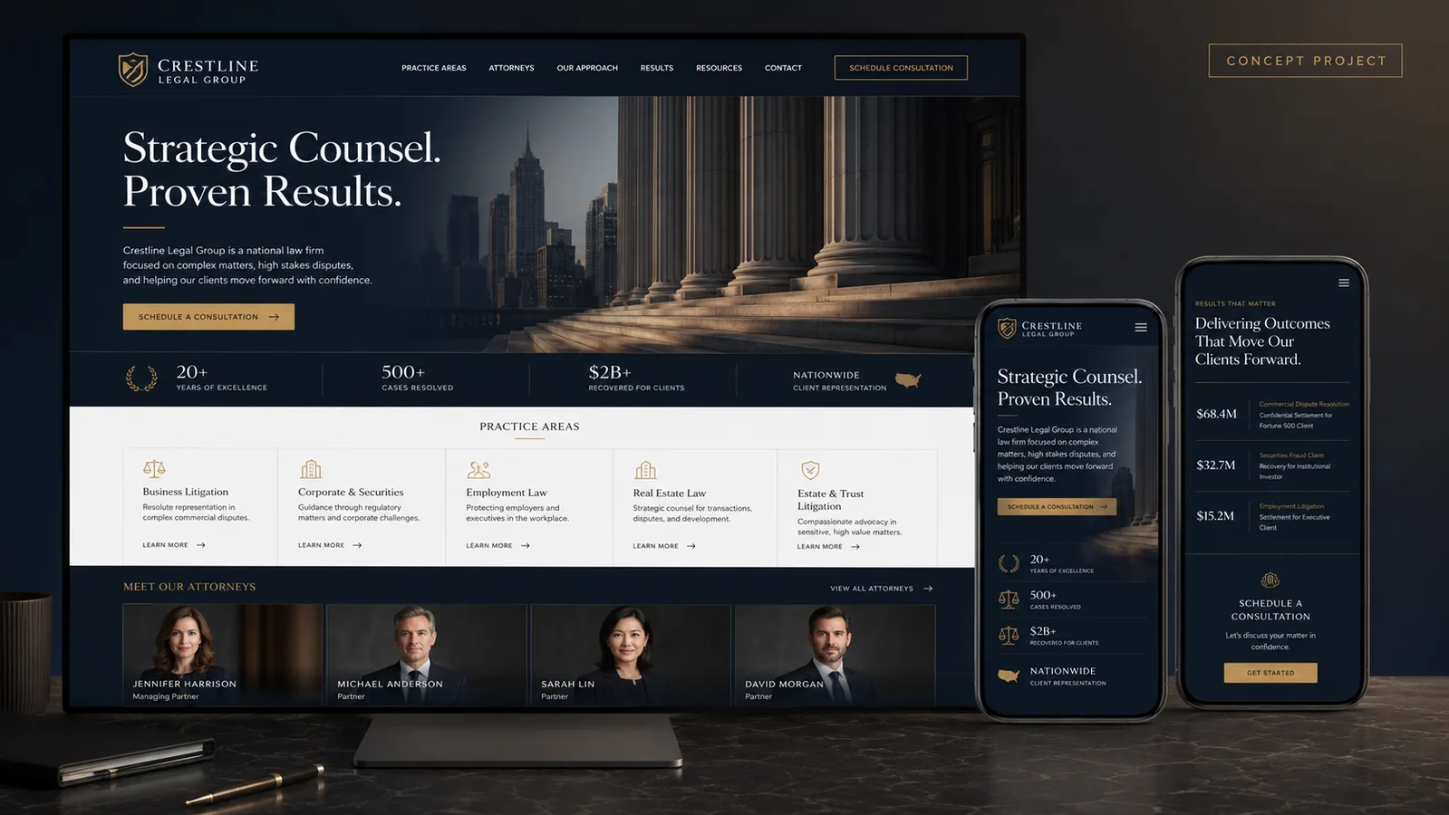 Legal and professional services website design concept by MedCode