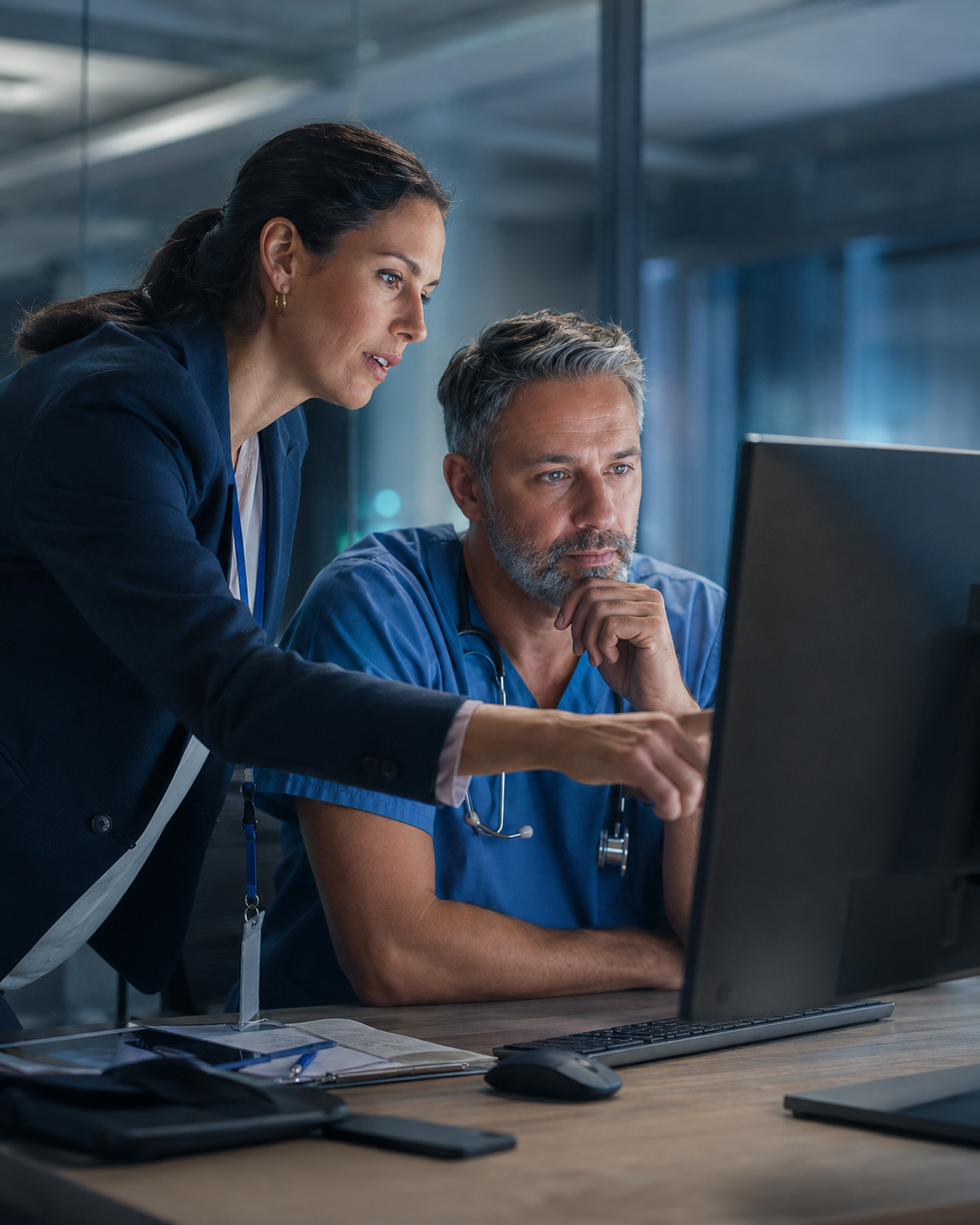 Healthcare workflow team reviewing AthenaPractice related operational needs