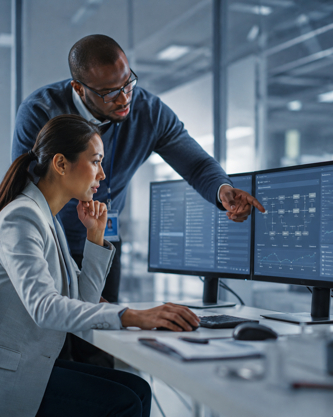 Healthcare and technology professionals reviewing connected clinical system workflows